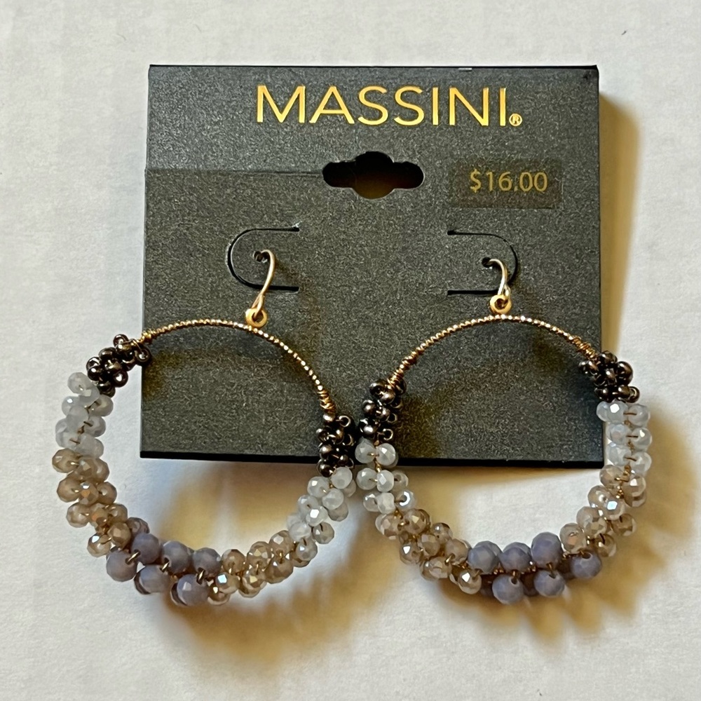 Massini grey skies beaded hoop earrings